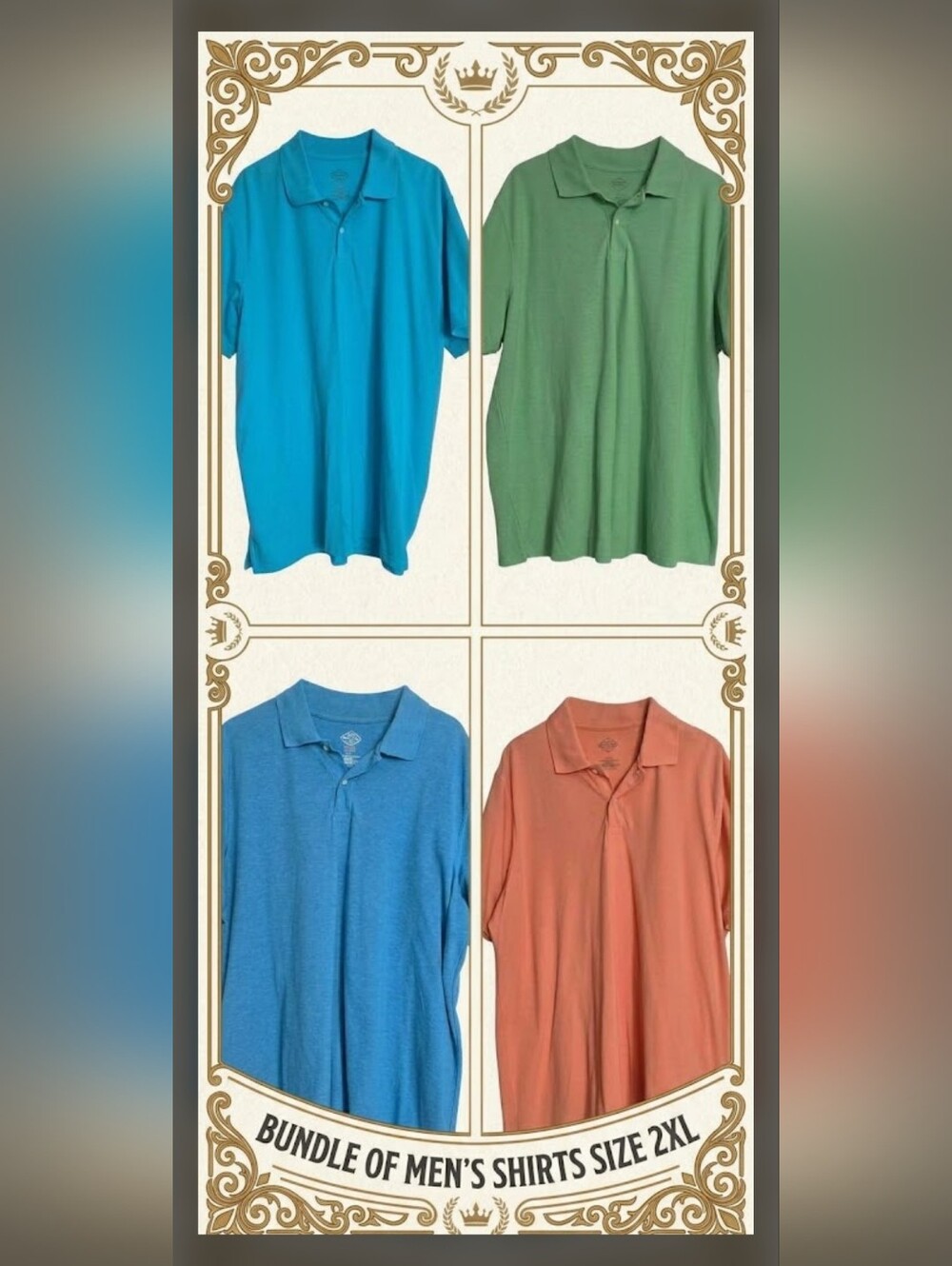 St. John's Bay Men's Polo Pack - Teal, Light Green, Blue, Coral